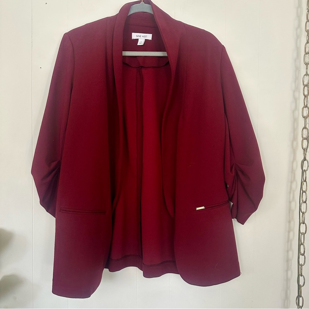 Nine West Red Blazer Open-Front Jacket Large L